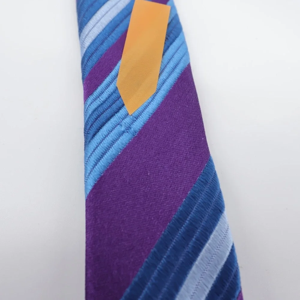 Charles Tyrwhitt Striped Silk‎ Necktie Purple Blue Mens Tie